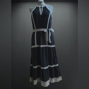 Ecru Hathaway Halter Dress-Black; sz L